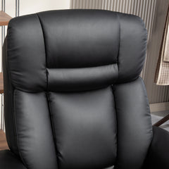HOMCOM Swivel Recliner with Ottoman, PU Leather Reclining Chair with Footrest, for Living Room, Bedroom, Black