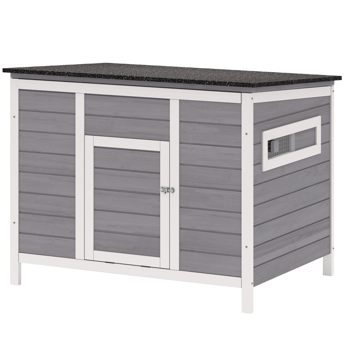 PawHut Duck Coop, Wooden Duck House Rabbit Hutch with Openable Roof, Removable Base, Elevated Legs, Ramp, Ventilated Windows