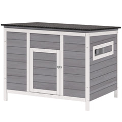PawHut Duck Coop, Wooden Duck House Rabbit Hutch with Openable Roof, Removable Base, Elevated Legs, Ramp, Ventilated Windows