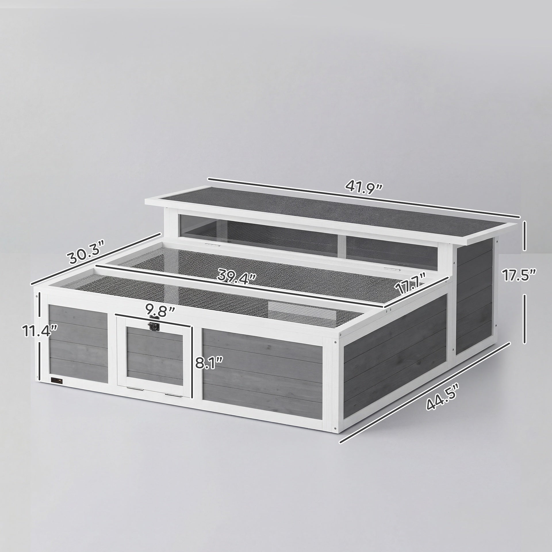 PawHut Tortoise Habitat Openable Top Wooden Tortoise Enclosure Run Area and Clear Window Dark Gray