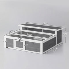 PawHut Tortoise Habitat Openable Top Wooden Tortoise Enclosure Run Area and Clear Window Dark Gray