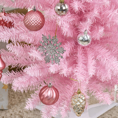 HOMCOM 6' Artificial Pencil Christmas Tree, Slim Xmas Tree with 390 Realistic Branch Tips and Plastic Stand, Pink