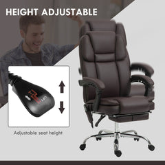 Vinsetto 6 Point Vibration Massage Office Chair, PU Leather Reclining Computer Chair with Adjustable Height, Brwon