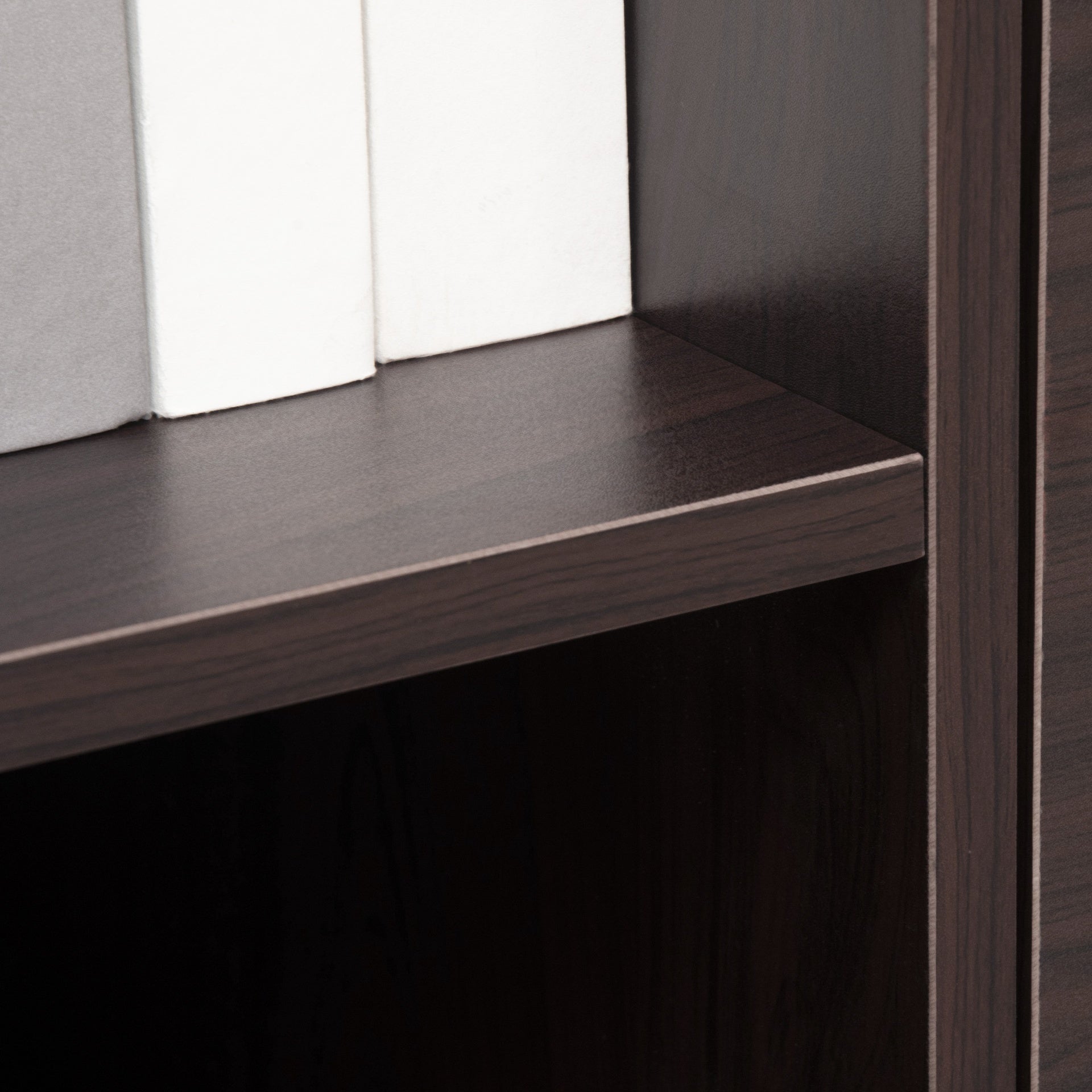 Vinsetto Lateral File Cabinet with Wheels, Mobile Printer Stand with Open Shelves and Drawers for A4 Size Documents, Walnut