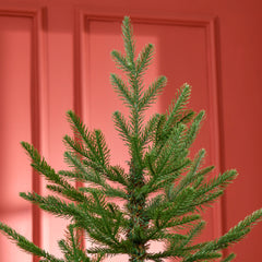 HOMCOM 6 Foot Artificial Christmas Tree, Nordic Pine Hinged Xmas Tree with 795 Realistic Branches, Wide Steel Base, Auto Open, Green