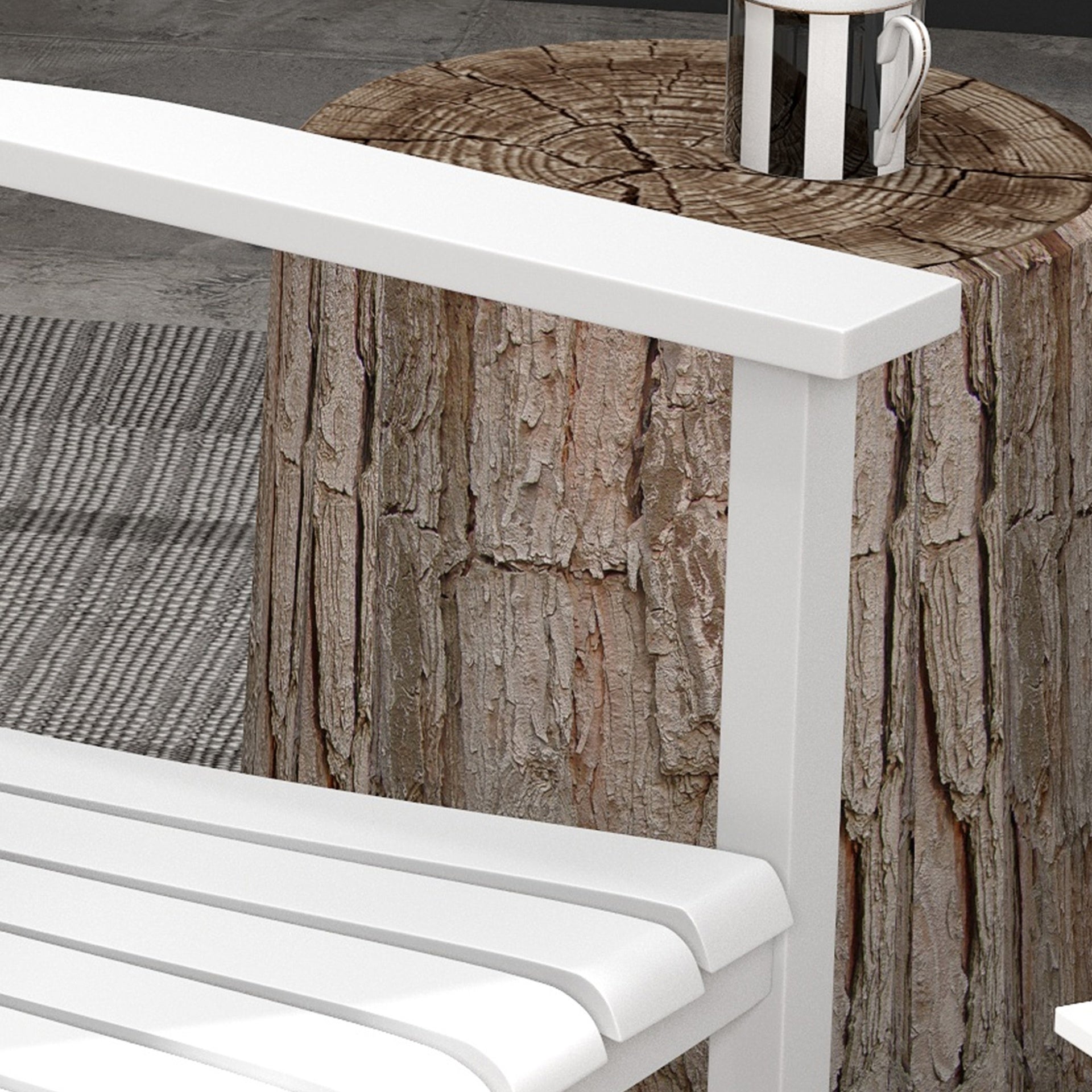 Outsunny Wooden Rocking Chair Set, Curved Armrests, High Back, Slatted Seat Outdoor Rocker Set, White