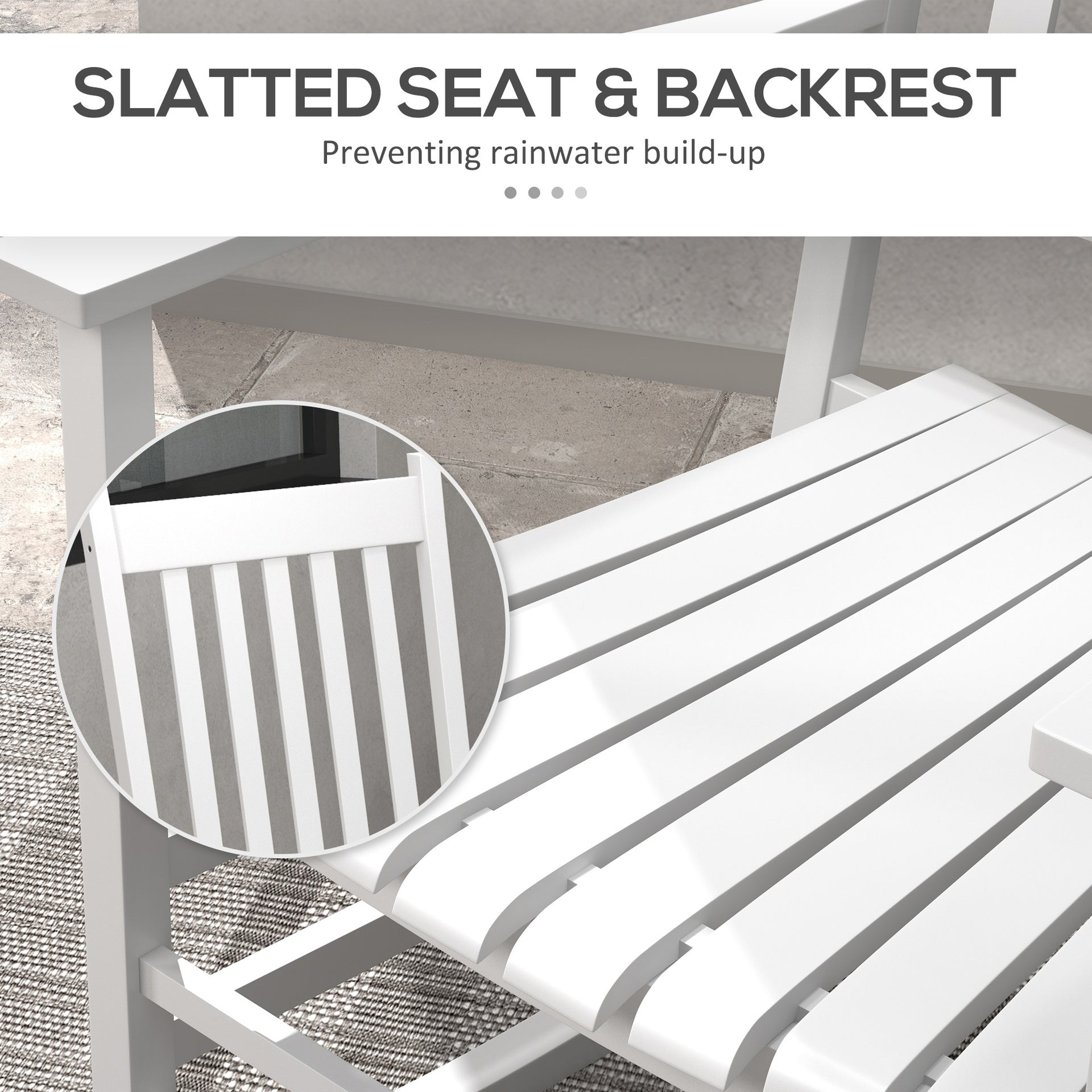 Outsunny Wooden Rocking Chair Set, Curved Armrests, High Back, Slatted Seat Outdoor Rocker Set, White