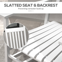 Outsunny Wooden Rocking Chair Set, Curved Armrests, High Back, Slatted Seat Outdoor Rocker Set, White