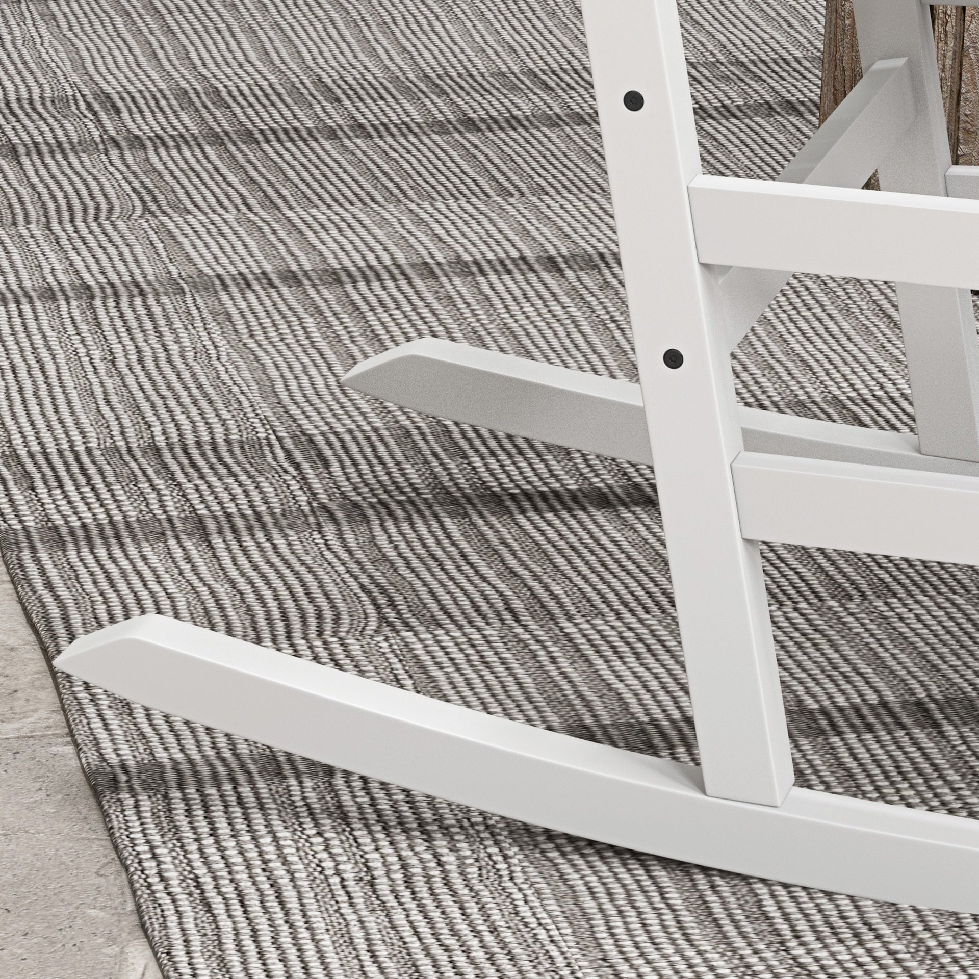 Outsunny Wooden Rocking Chair Set, Curved Armrests, High Back, Slatted Seat Outdoor Rocker Set, White
