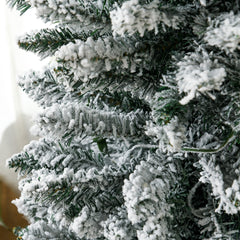 HOMCOM 7ft Pencil Christmas Tree, Slim Artificial Christmas Tree with Realistic Branches and Warm White LED Lights, Green