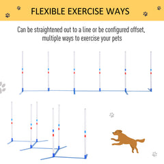 PawHut Dog Agility Equipment Dog Weave Pole Set Agility Starter Kit Pet Outdoor Exercise Training Set