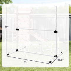 PawHut 6 Piece Dog Agility Set with Adjustable Height Jump Bars, Carry Bag, Displacing Top Bar, White