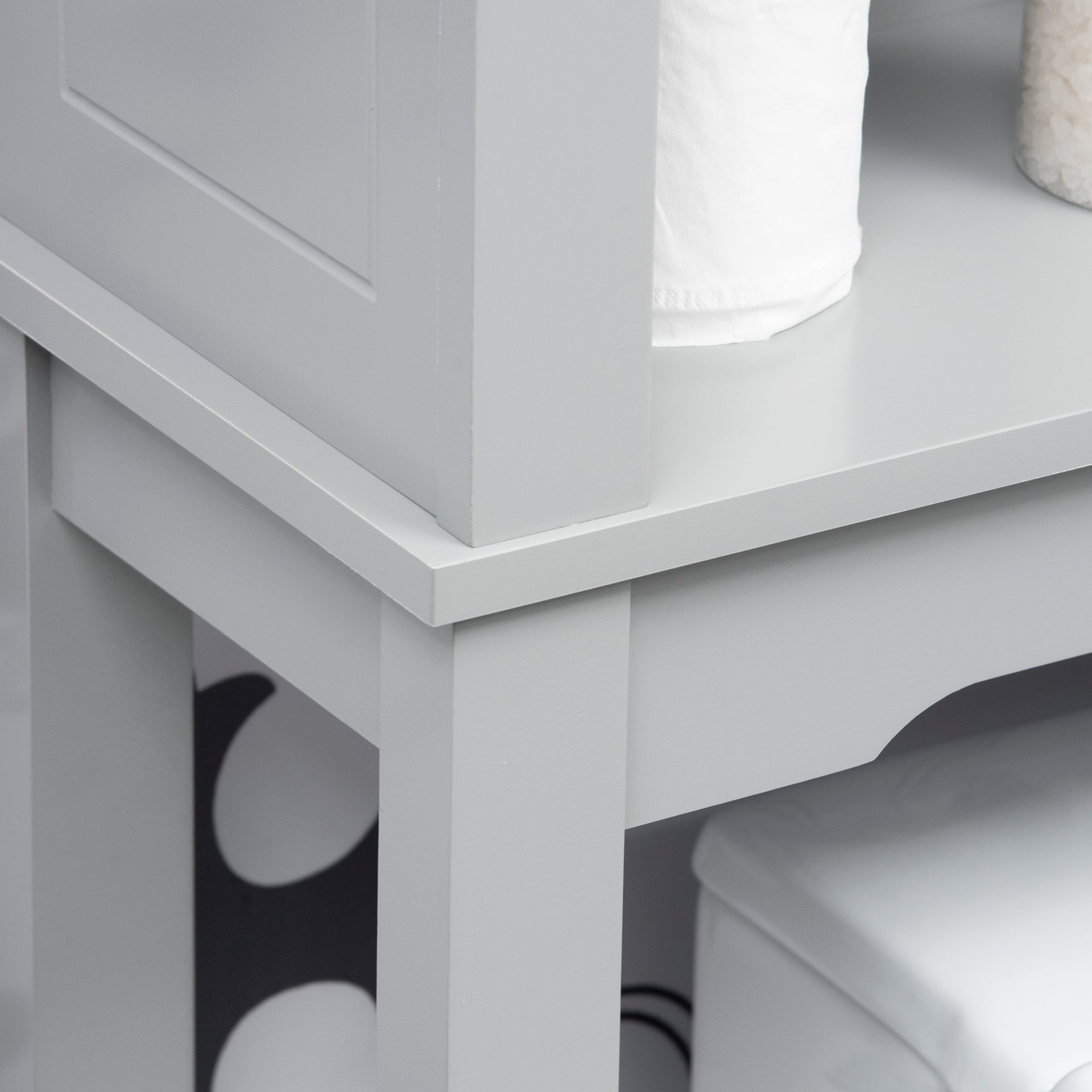 kleankin Modern Over The Toilet Storage Cabinet, Double Door Bathroom Organizer with Inner Adjustable Shelf and Open Shelf, Gray