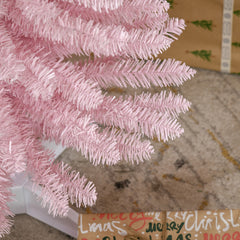 HOMCOM 5' Artificial Pencil Christmas Tree, Slim Xmas Tree with 294 Realistic Branch Tips and Plastic Stand, Pink