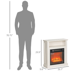 HOMCOM 27" Freestanding Electric Fireplace with Mantel, 1400W Replaceable Fireplace Insert Heater with Timer, White