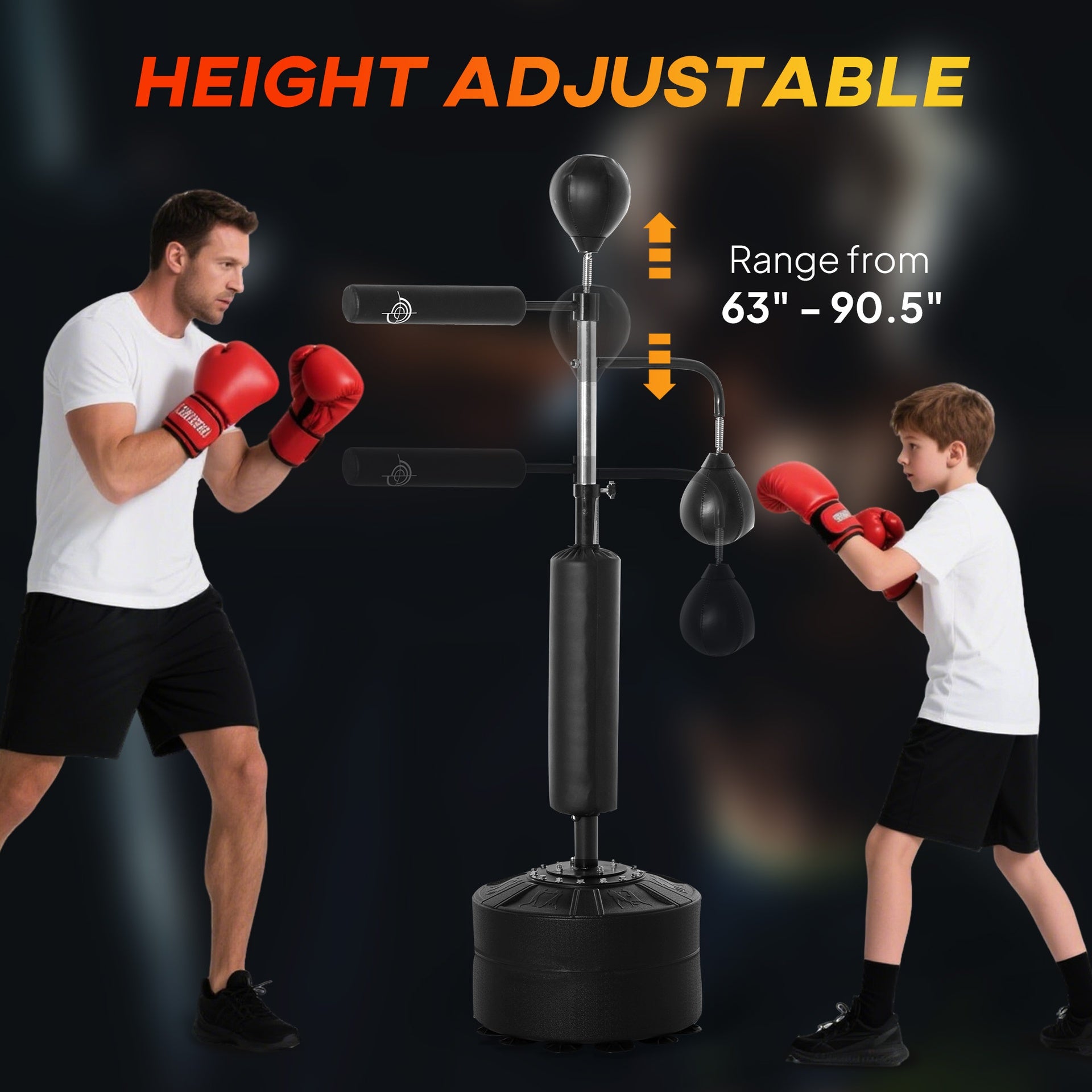 Soozier 4-in-1 Boxing Punching Bag Stand with 2 Speedballs, 360° Relax Bar, & PU-Wrapped Bag & Adjustable Height, Black