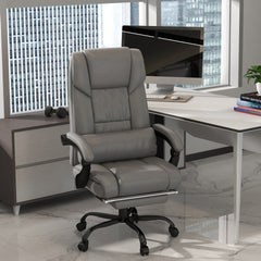 Vinsetto Massage Office Chair with 6 Vibrating Points, High Back Reclining Office Chair with Footrest and Remote, Gray