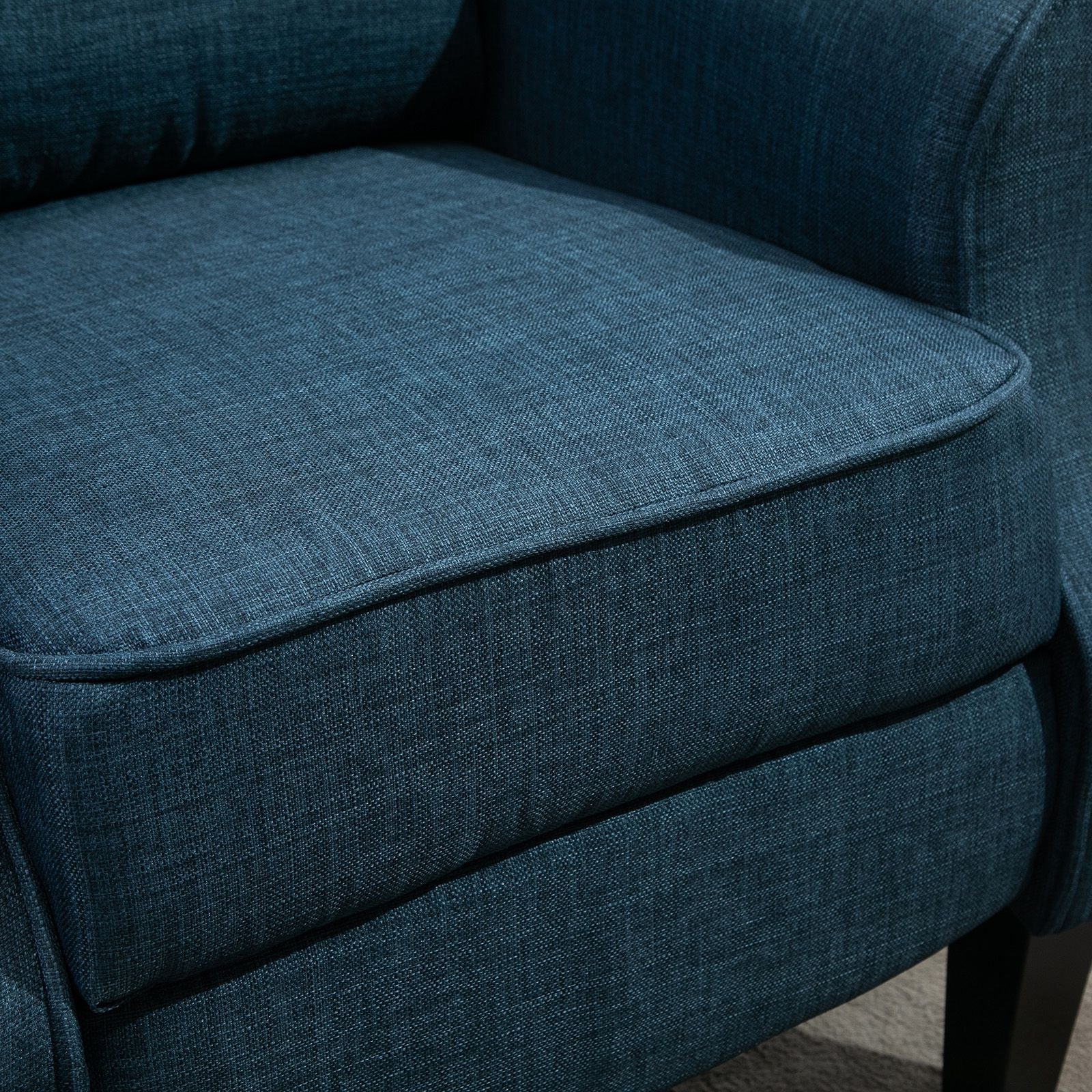 HOMCOM Vibration Massage Recliner Chair for Living Room with Heat,  Wingback Single Sofa, Modern Linen Fabric Push Back Reclining Chair with Footrest, Side Pocket,  Dark Blue