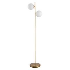 HOMCOM Floor Lamp w/ 2pcs Glass Lamp Shade Modern Portable Decorative Lamp, White