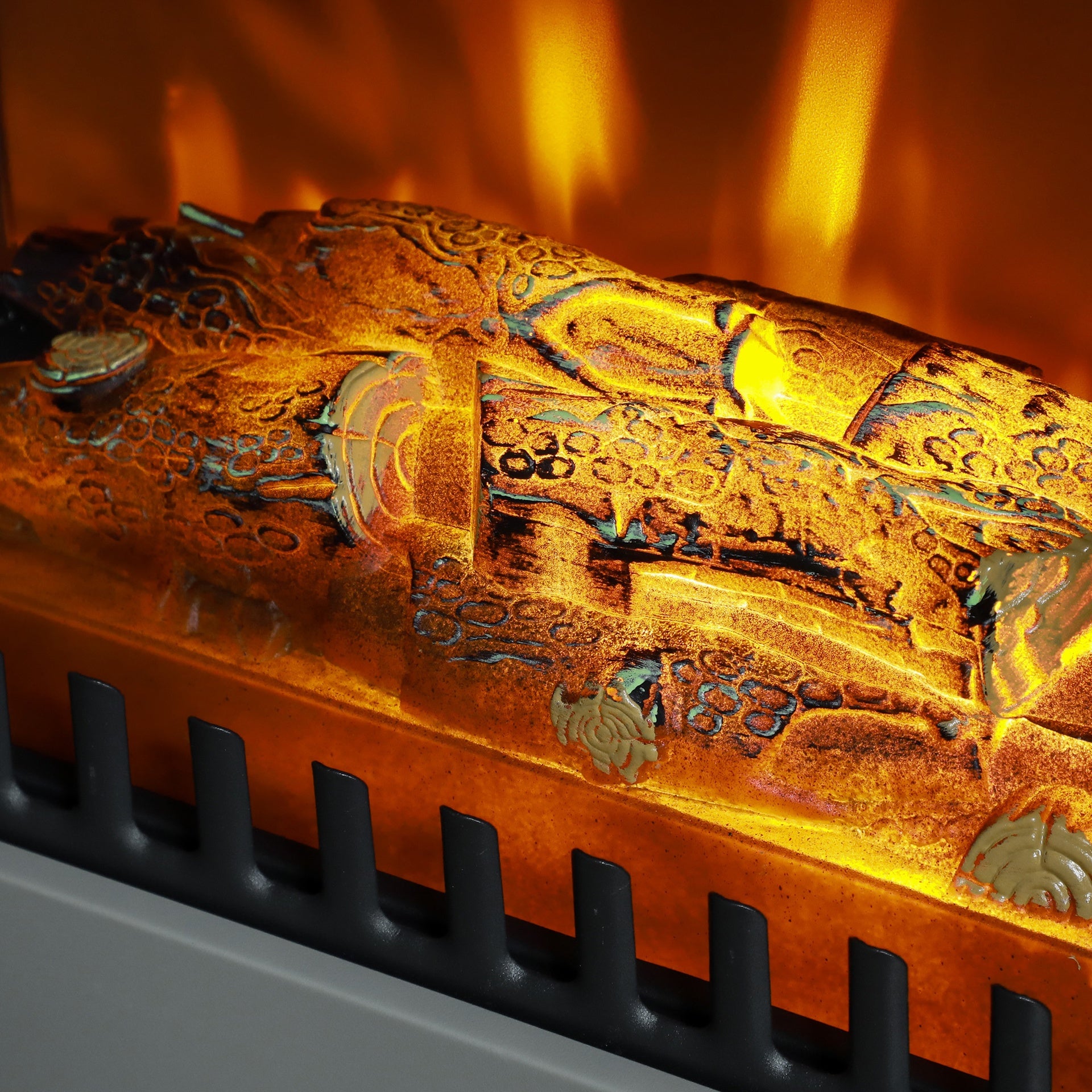 HOMCOM Fireplace Stove, Electric Fireplace Heater with Realistic LED Flames and Logs, 725W/1450W, Gray