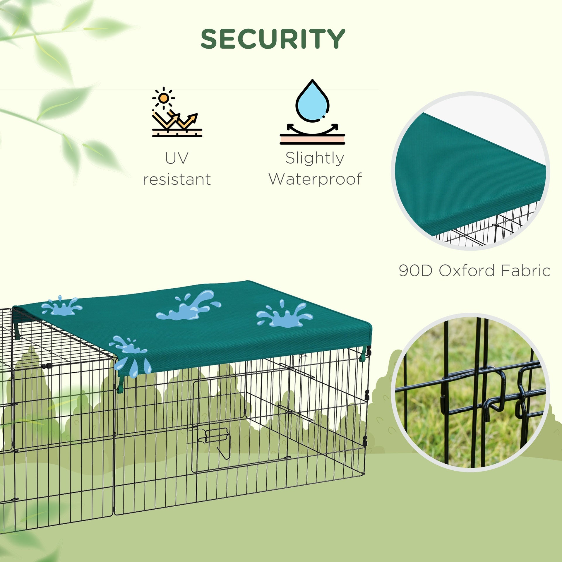 PawHut 73" Small Animal Playpen with with Roof for Rabbits, Chicken, Chinchillas for Indoor/Outdoor Use, Green