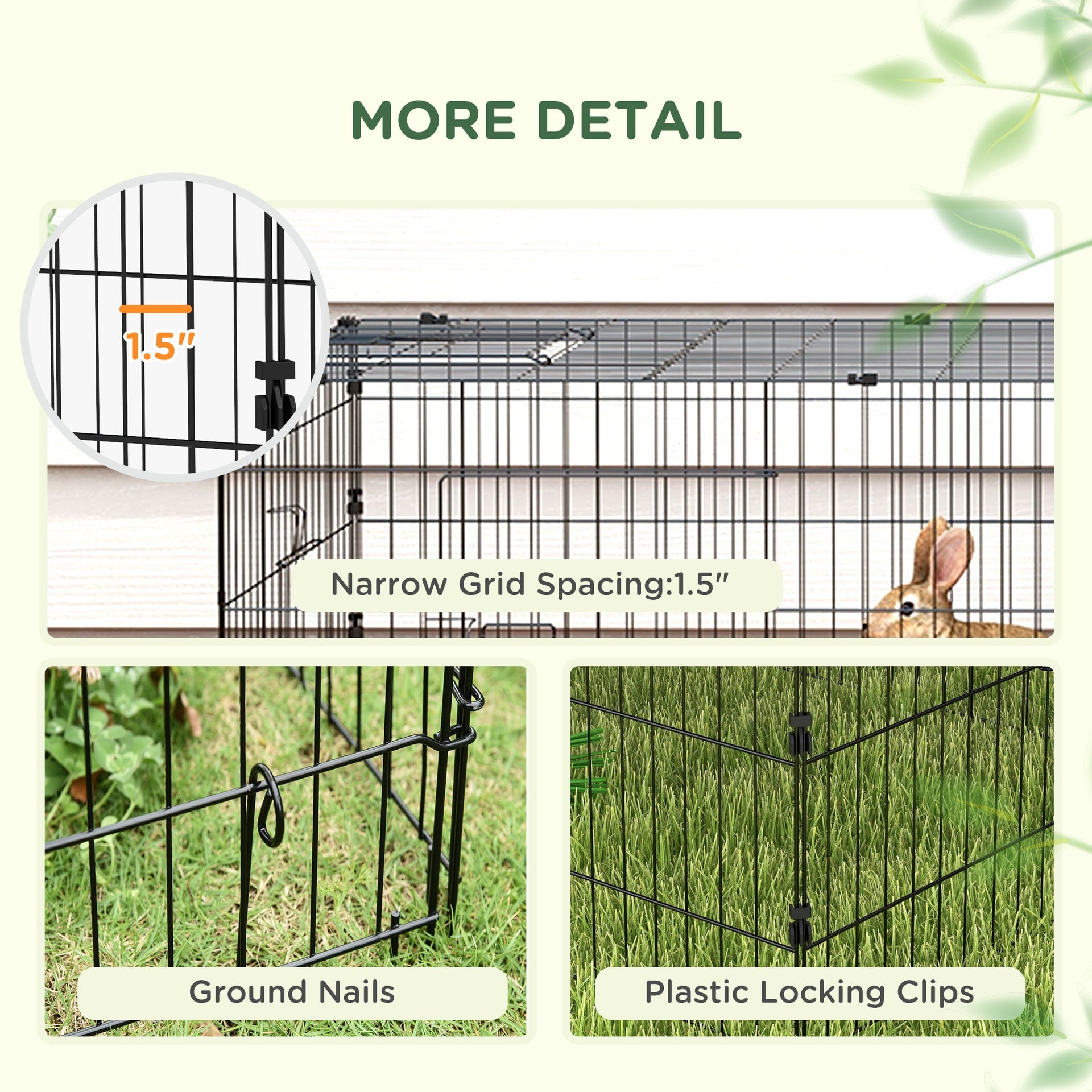 PawHut 73" Small Animal Playpen with with Roof for Rabbits, Chicken, Chinchillas for Indoor/Outdoor Use, Green
