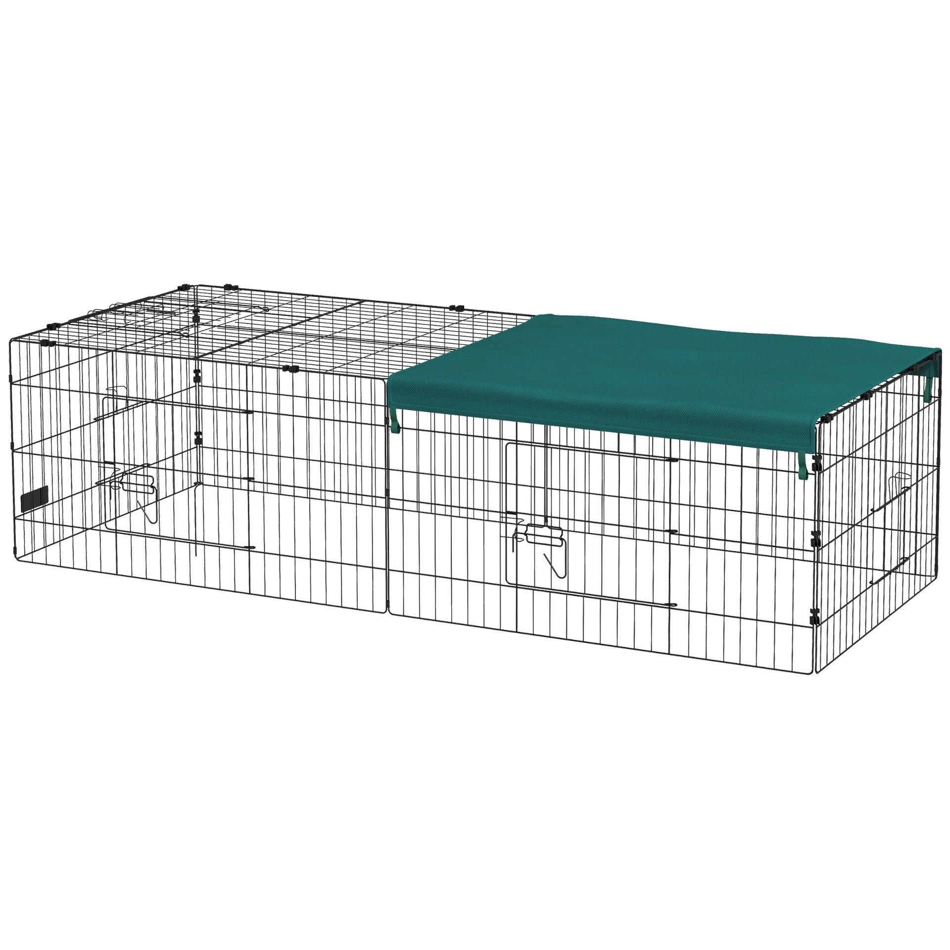 PawHut 73" Small Animal Playpen with with Roof for Rabbits, Chicken, Chinchillas for Indoor/Outdoor Use, Green