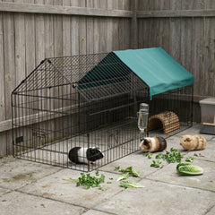 PawHut 73" Small Animal Playpen with Roof for Rabbits, Chicken, Chinchillas
