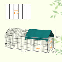 PawHut 73" Small Animal Playpen with Roof for Rabbits, Chicken, Chinchillas