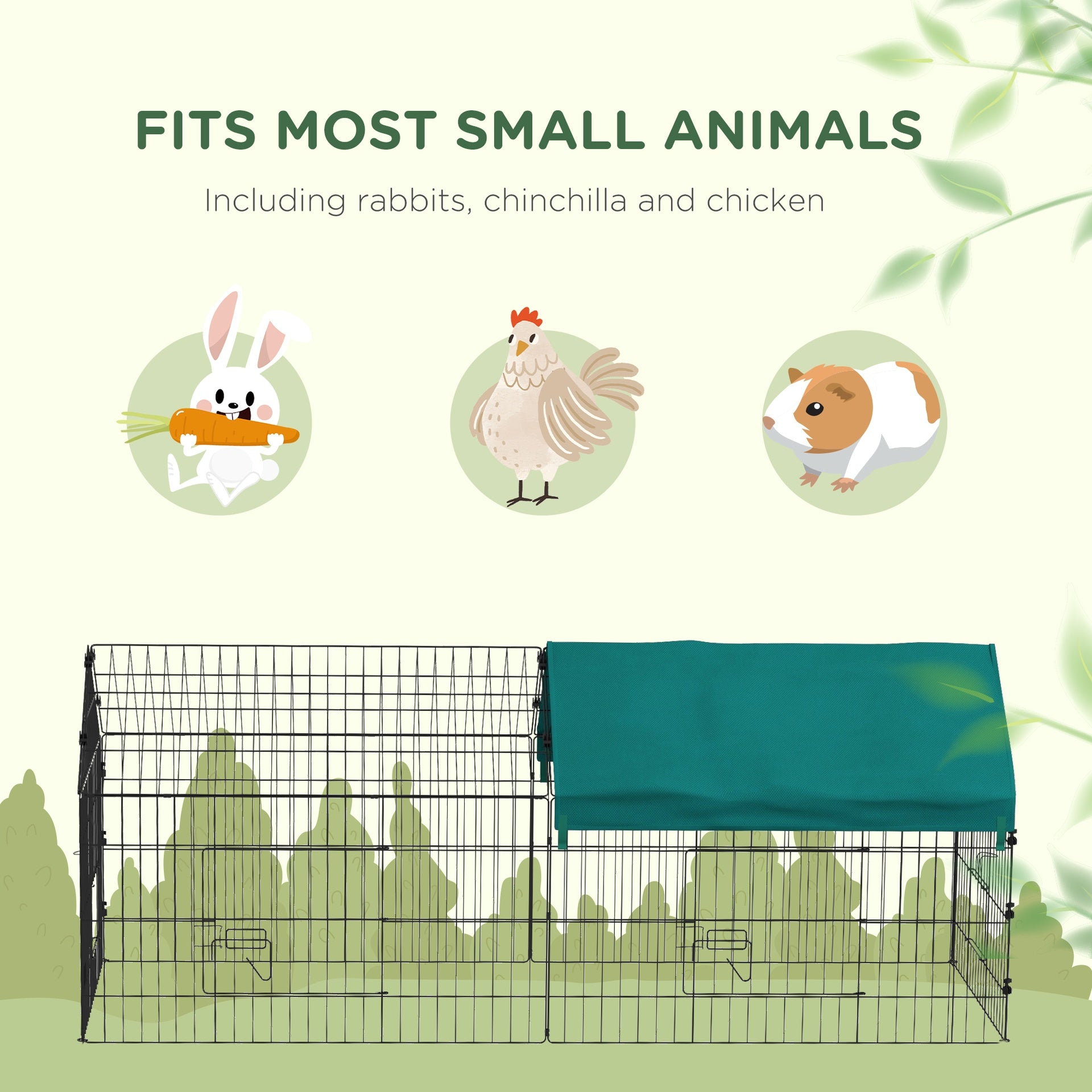 PawHut 73" Small Animal Playpen with Roof for Rabbits, Chicken, Chinchillas