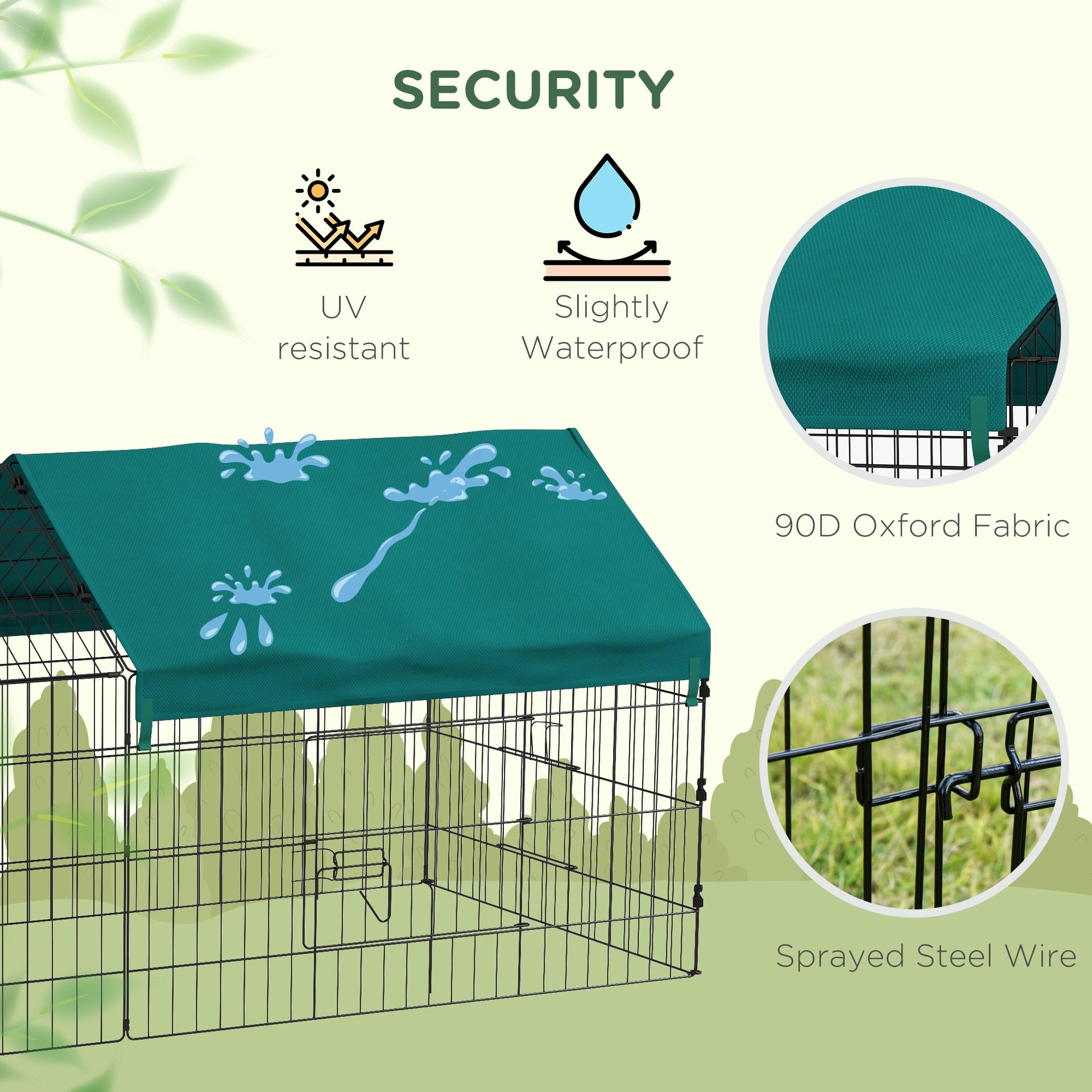 PawHut 73" Small Animal Playpen with Roof for Rabbits, Chicken, Chinchillas