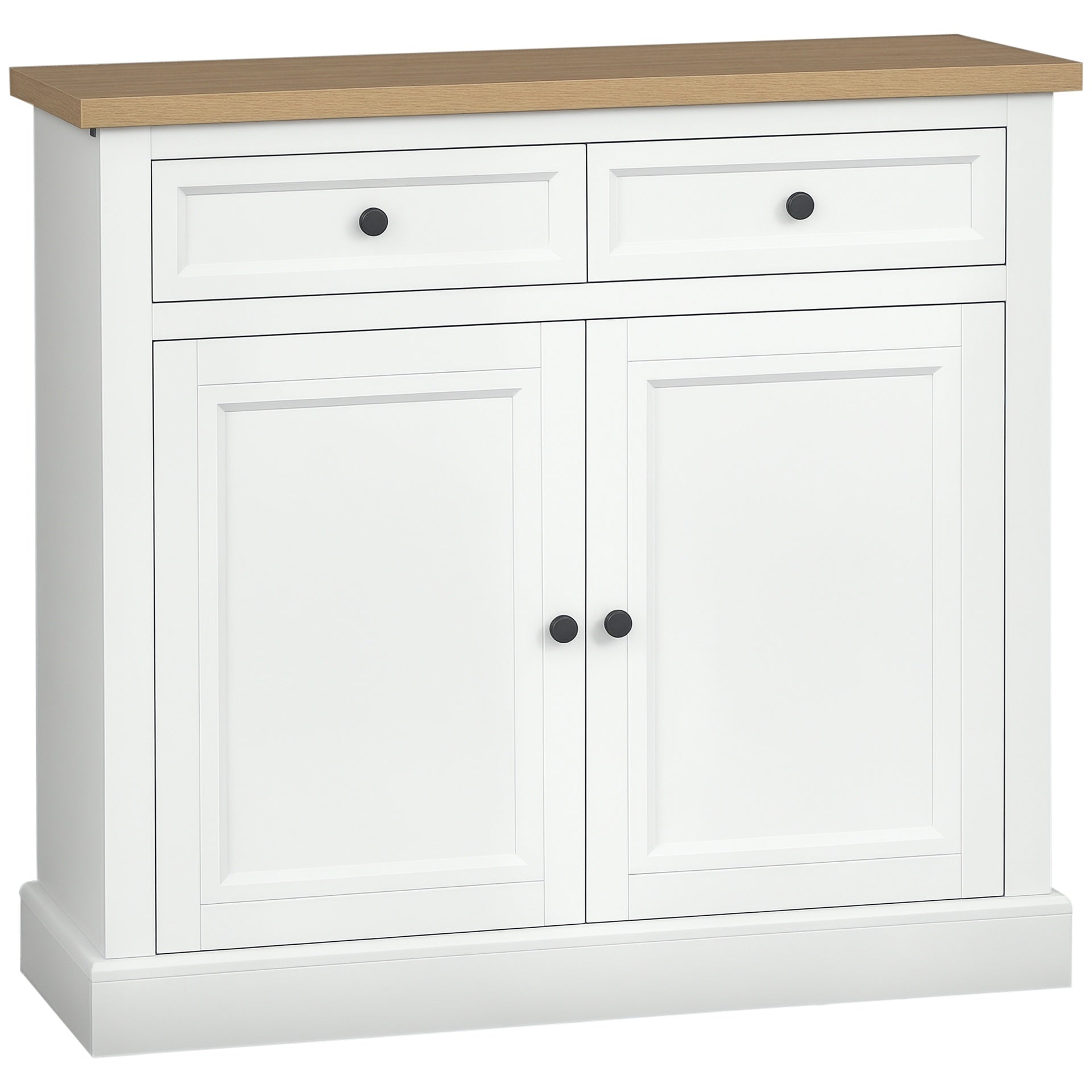 HOMCOM Sideboard Buffet Cabinet, Coffee Bar Cabinet with 2 Drawers and Double Door Cupboard for Kitchen, Living Room, Entryway, White