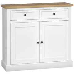 HOMCOM Sideboard Buffet Cabinet, Coffee Bar Cabinet with 2 Drawers and Double Door Cupboard for Kitchen, Living Room, Entryway, White