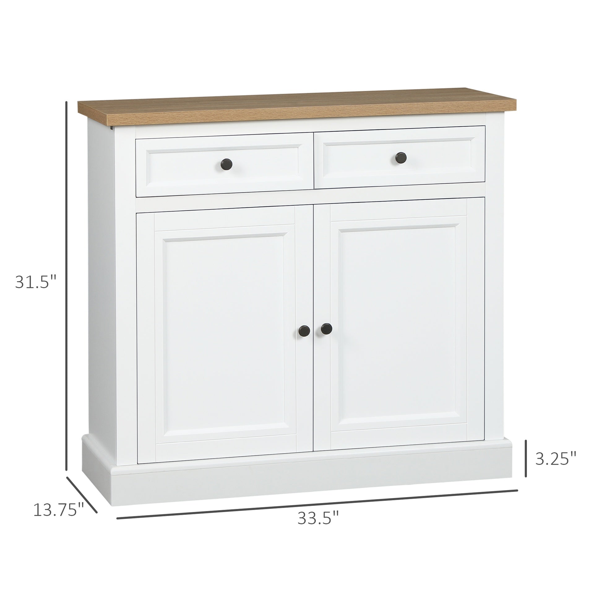 HOMCOM Sideboard Buffet Cabinet, Coffee Bar Cabinet with 2 Drawers and Double Door Cupboard for Kitchen, Living Room, Entryway, White