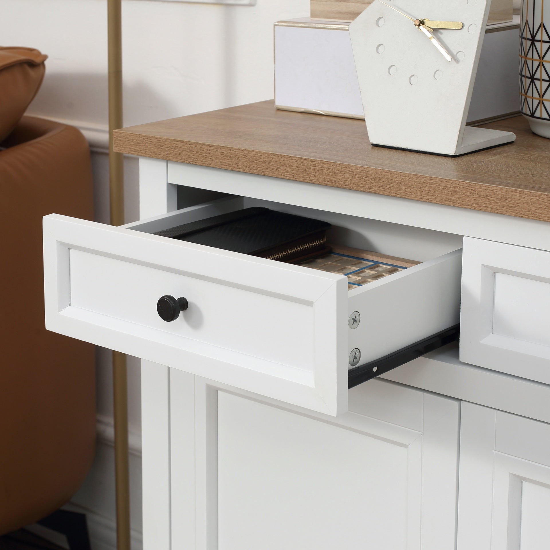 HOMCOM Sideboard Buffet Cabinet, Coffee Bar Cabinet with 2 Drawers and Double Door Cupboard for Kitchen, Living Room, Entryway, White