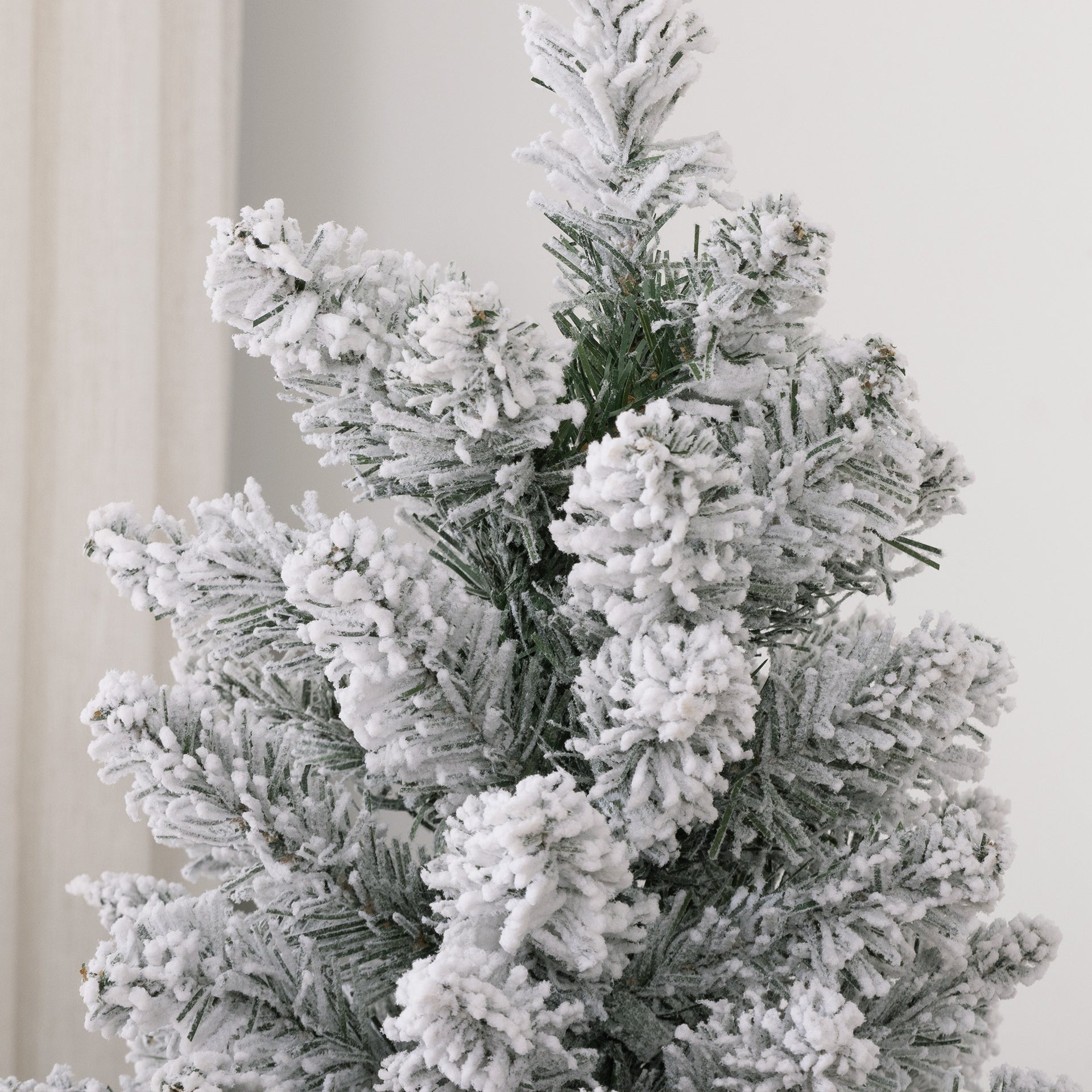 HOMCOM 6ft Artificial Christmas Tree, Snow Flocked Branches, Metal Base, Pencil Xmas Tree