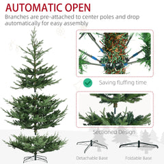 HOMCOM 9 Foot Artificial Christmas Tree, Nordic Pine Hinged Xmas Tree with 1939 Realistic Branches, Wide Steel Base, Auto Open, Green