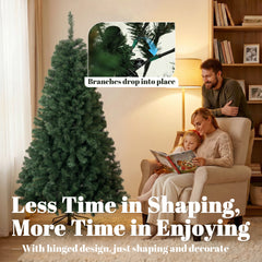 HOMCOM 6 ft Artificial Christmas Tree, Norway Spruce Tree, Hinged Xmas Tree with Metal Stand