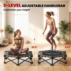 Soozier 42" Foldable Mini Trampoline, Rebounder Trampoline with Adjustable Foam Handle for Indoor Outdoor Workout for Adults