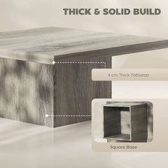 HOMCOM Square Coffee Table, Center Table with 1.6" Thick Tabletop, Gray Wood Grain