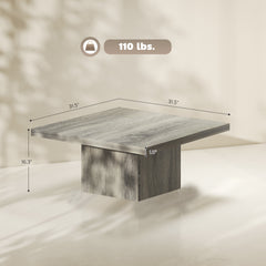 HOMCOM Square Coffee Table, Center Table with 1.6" Thick Tabletop, Gray Wood Grain
