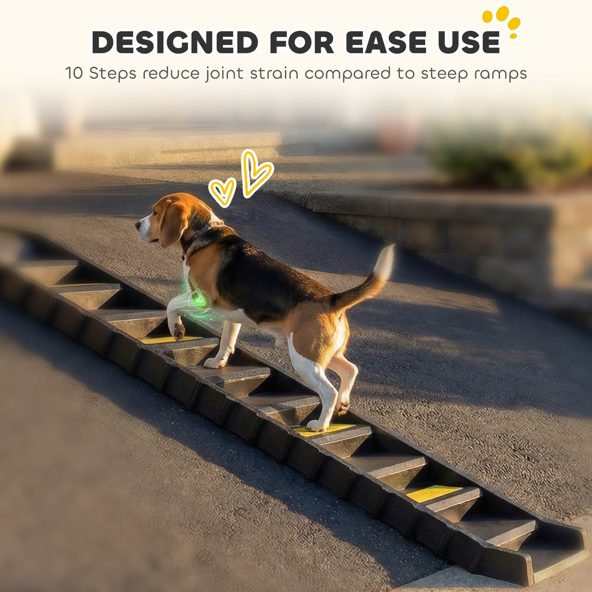 PawHut Dog Stairs for Car Truck SUV, Foldable Dog Ramp for Large Medium Small Dogs, Black