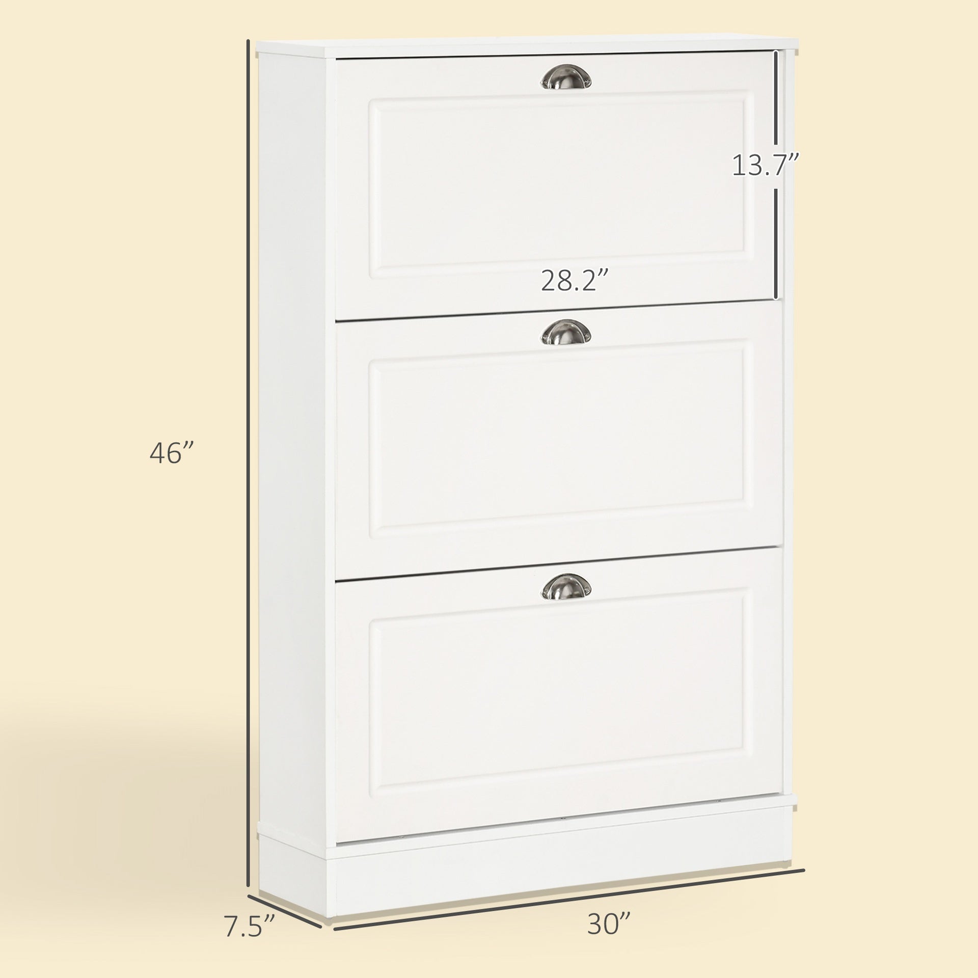 HOMCOM Shoe Cabinet, Narrow Shoe Storage Cabinet with 3 Flip Drawers, Holds 12 Pairs for Entryway, Hallway, White