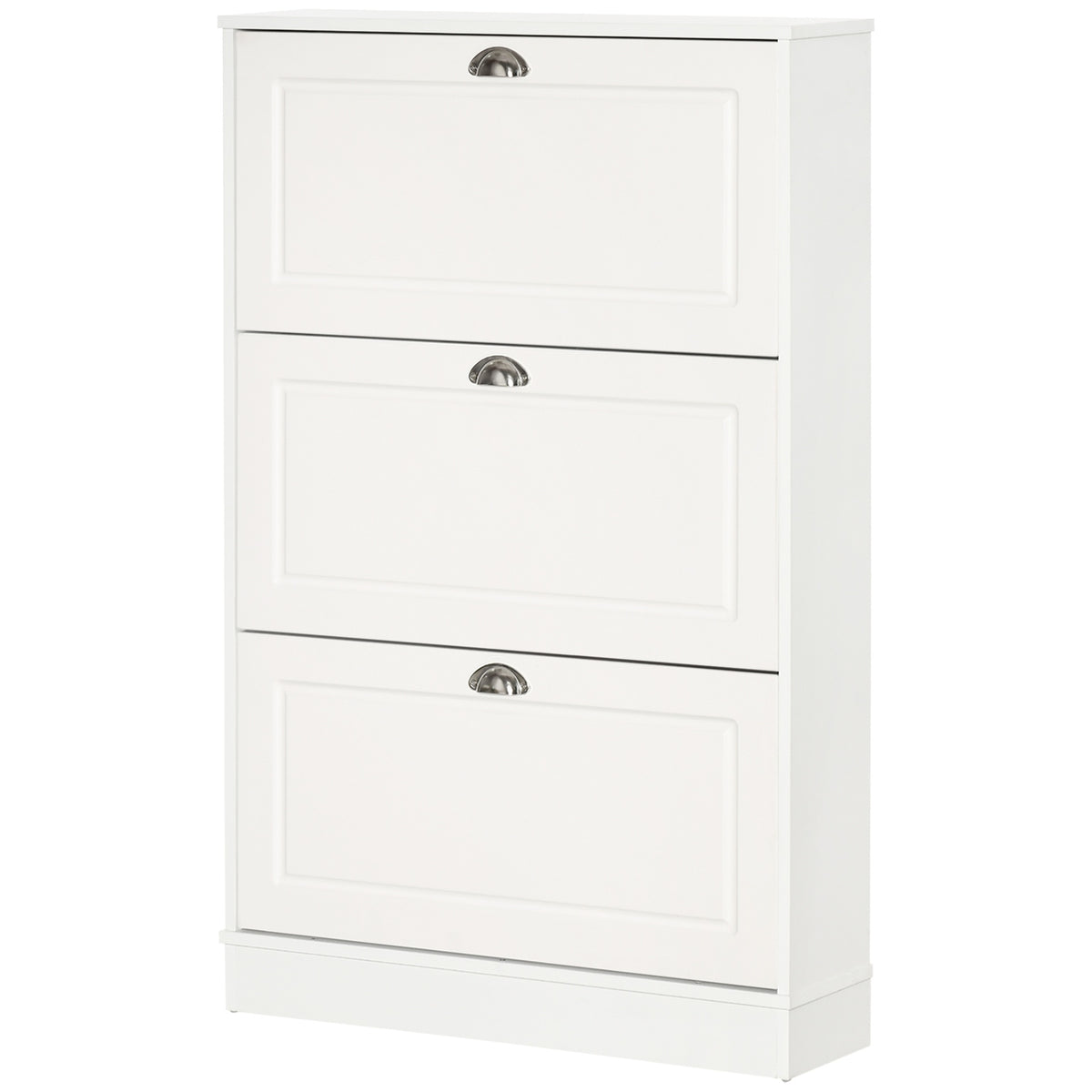 HOMCOM Shoe Cabinet, Narrow Shoe Storage Cabinet with 3 Flip Drawers, Holds 12 Pairs for Entryway, Hallway, White