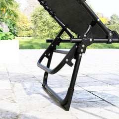 Outsunny 2 Folding Chaise Lounge Pool Chairs with 4-Position Reclining Back, Pillow, Breathable Mesh & Bungee Seat, Black