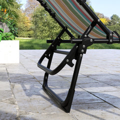 Outsunny 2 Folding Chaise Lounge Pool Chairs with 4-Position Reclining Back, Pillow, Breathable Mesh & Bungee Seat, Striped