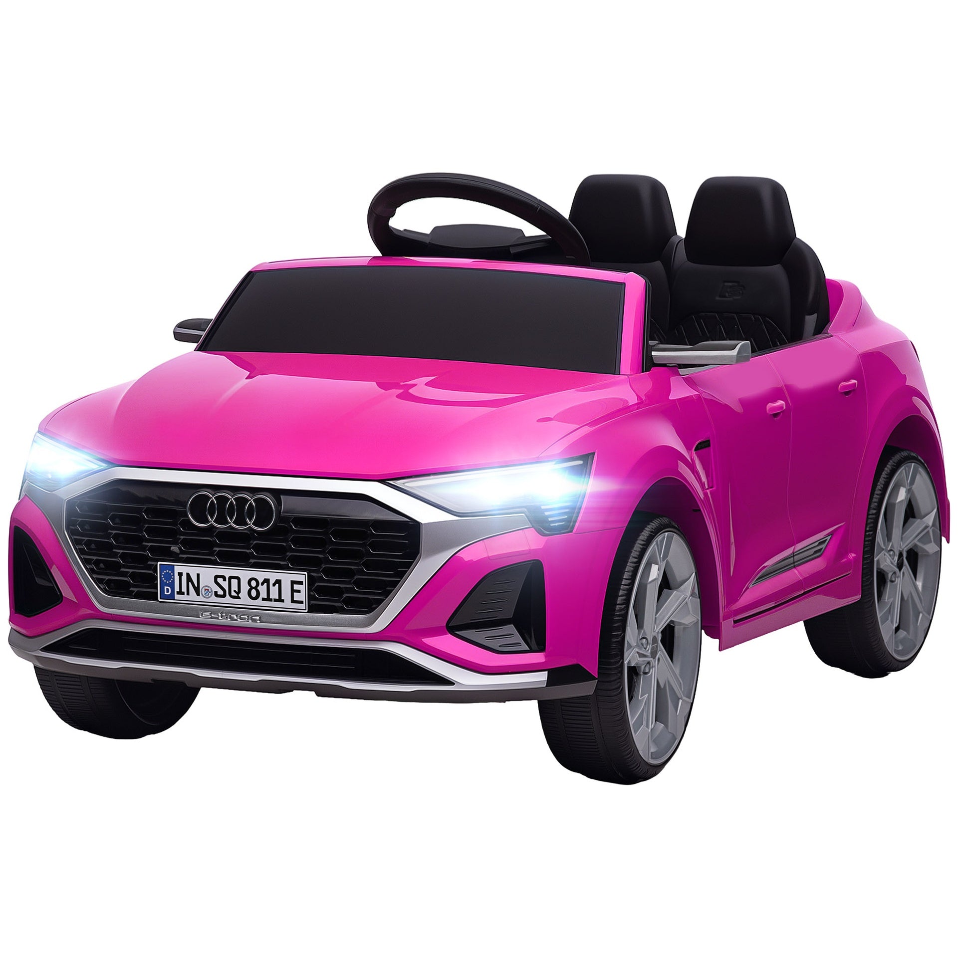 Qaba Audi Q8 e-tron Sportback Licensed 12V Battery Powered Kids Electric Car w/ Spring Suspension, Soft Start, Pink