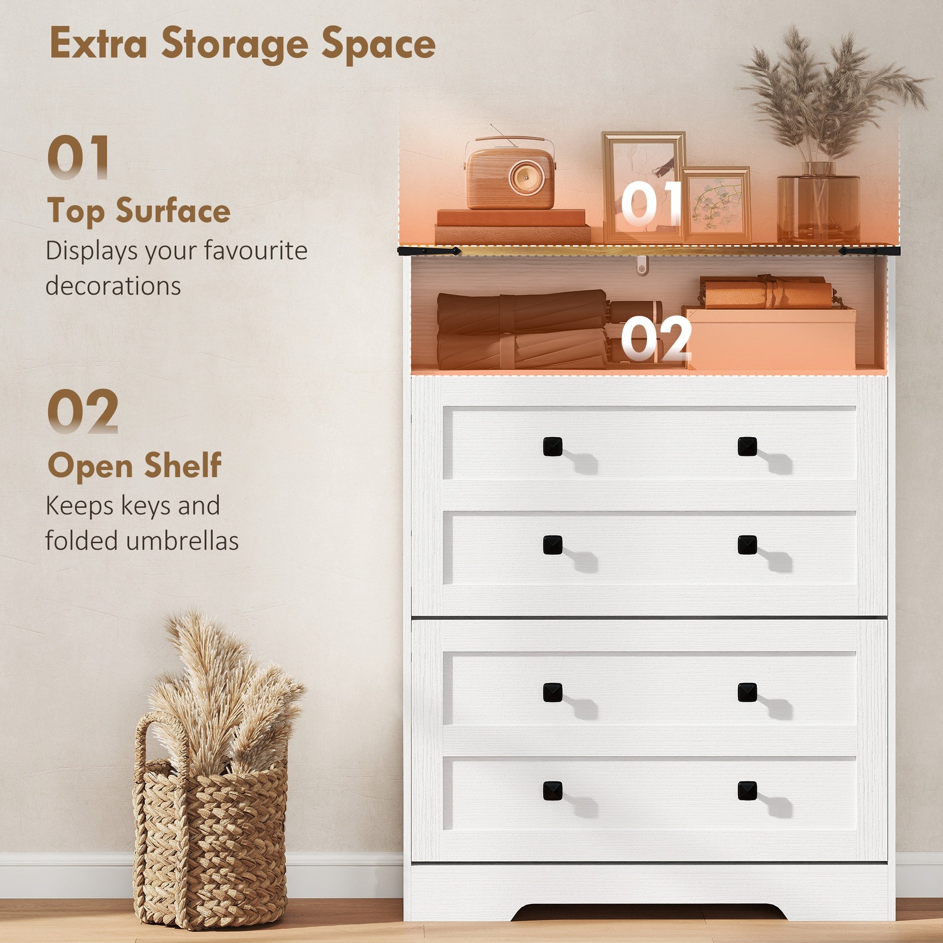 HOMCOM Shoe Cabinet with 2 Flip Drawers, Narrow Shoe Storage Cabinet, White