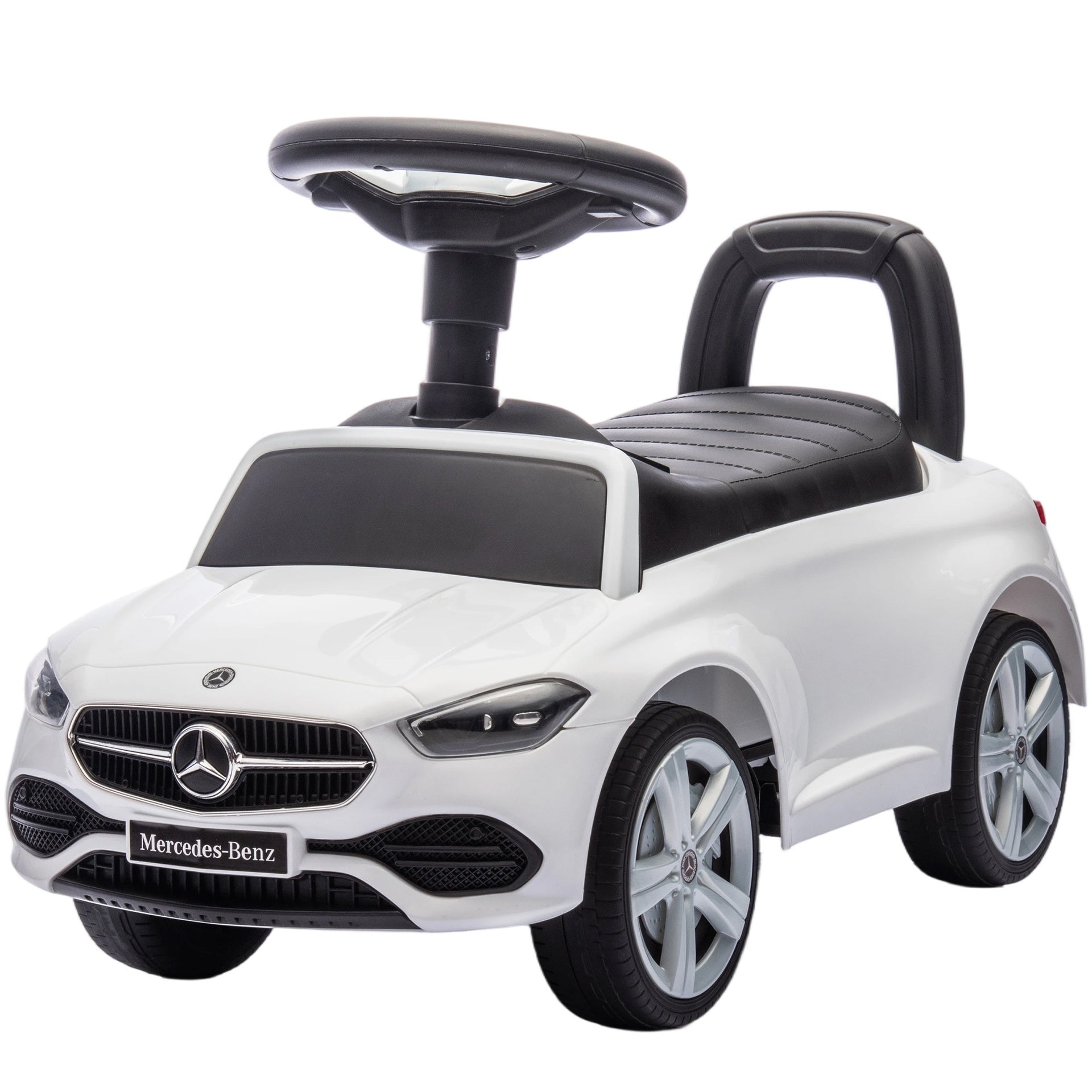 Qaba Mercedes-Benz C-Class Licensed Kids Ride On Car, Foot-to-Floor Toy with Anti-Tip Design, Horn & Start Sound, White