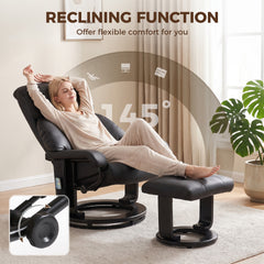 HOMCOM Massage Recliner Chair with Ottoman, 360° Swivel Recliner and Footstool, 10-Point Vibration, Black